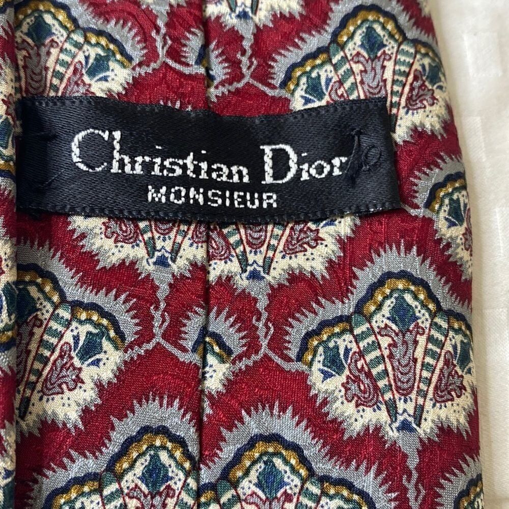 Christian Dior Monsieur Silk Tie Vintage Red Print
